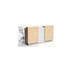 8'W Two-Person Contrasts Custom Standing Height Reception Desk with Drawers