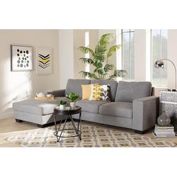 Baxton Studio Nevin Modern Light Grey Fabric Sectional Sofa /w Left Facing Chaise - J099S-Light Grey-LFC