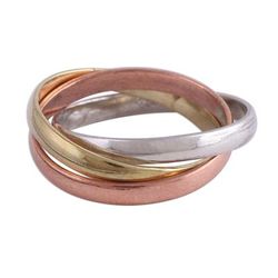 Classic Trio,'Sterling Silver Copper and Brass Band Ring from India'