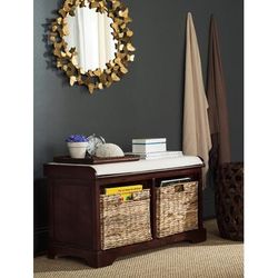 Freddy Wicker Storage Bench in Cherry - Safavieh AMH5736E