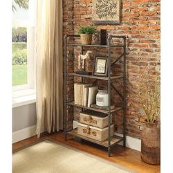 Itzel Bookshelf (4-Shelves) in Antique Oak & Sandy Gray - Acme Furniture 97163