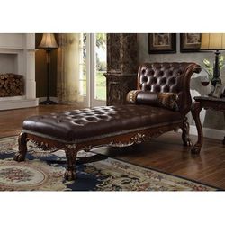 Dresden Chaise w/ 1 Pillow in PU & Cherry Oak - Acme Furniture 96487