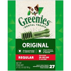 Original Regular Natural Dog Dental Care Chews Oral Health Dog Treats, 27 oz., Count of 27