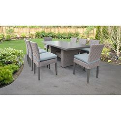 Florence Rectangular Outdoor Patio Dining Table w/ 8 Armless Chairs in Spa - TK Classics Florence-Dtrec-Kit-8C-Spa