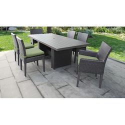 Barbados Rectangular Outdoor Patio Dining Table w/ 4 Chairs and 1 Bench in Beige - TK Classics Barbados-Dtrec-Kit-4Adc2Dcc-Cilantro