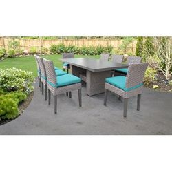 Monterey Rectangular Outdoor Patio Dining Table w/ 8 Armless Chairs in Aruba - TK Classics Monterey-Dtrec-Kit-8C-Aruba