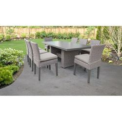 Monterey Rectangular Outdoor Patio Dining Table w/ 8 Armless Chairs in Beige - TK Classics Monterey-Dtrec-Kit-8C-Beige