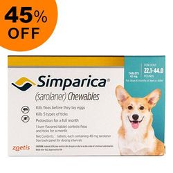 Simparica For Dogs 22.1-44 Lbs (Blue) 3 Pack - Get 45% Off Today