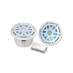 Poly-Planar MA-OC8 8" Round Waterproof Blue LED Lit Speaker - White MA-OC8