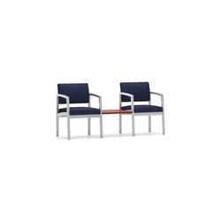 Lenox Steel 2-Chairs w/Connecting Table in Standard Fabric/Vinyl