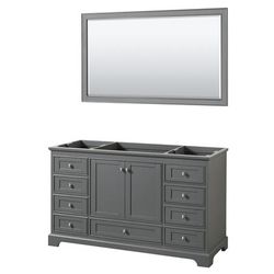 60 inch Single Bathroom Vanity in Dark Gray, No Countertop, No Sink, and 58 inch Mirror - Wyndham WCS202060SKGCXSXXM58