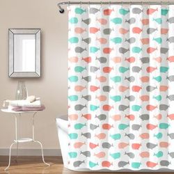 Whale Shower Curtain Pink/Aqua Single 72X72 - Lush Decor 16T004817