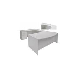 White U-Shaped Workstation w/Curved Bridge