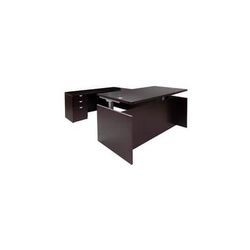 Mocha Adjustable Height Rectangular Front U-Shaped Desk