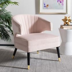 Stazia Wingback Accent Chair in Pale Pink/Black - Safavieh ACH4502B