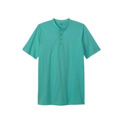 Men's Big & Tall Shrink-Less Lightweight Henley Longer Length T-Shirt by KingSize in Tidal Green (Size 6XL) Henley Shirt