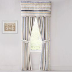 Florence Panel Set with Tiebacks by BrylaneHome in Sky Blue Stripe Curtain