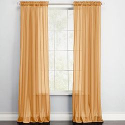 BH Studio Sheer Voile Rod-Pocket Panels -Set of 2 by BH Studio in Gold (Size 120"W 72" L) Window Curtains
