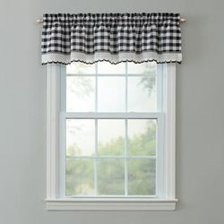 Buffalo Check Rod-Pocket Valance by BrylaneHome in Black White Window Curtain