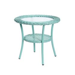 Roma All-Weather Wicker Side Table by BrylaneHome in Lemon