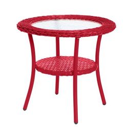 Roma All-Weather Wicker Side Table by BrylaneHome in Coral