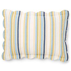100% Cotton Florence Sham by BrylaneHome in Sky Blue Stripe (Size KING) Pillow
