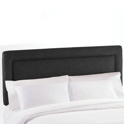 Linen Fabric Full Headboard by Skyline Furniture in Black Linen