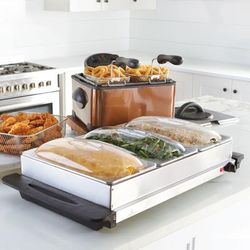 3-Section Buffet Server, 2-Pc. Set by BrylaneHome in Stainless Steel