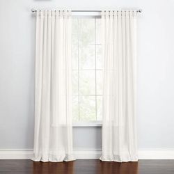 Wide Width BH Studio Sheer Voile Tab-Top Panel by BH Studio in Eggshell (Size 60" W 63" L) Window Curtain