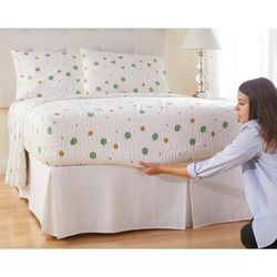 300 Thread Count Cotton Printed Bed Tite Sheet Set by BrylaneHome in Sage Dots (Size TWIN)