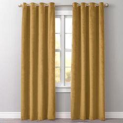 Wide Width BH Studio Velvet Grommet Panel by BH Studio in Gold (Size 50" W 63" L) Window Curtain