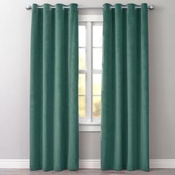 Wide Width BH Studio Velvet Grommet Panel by BH Studio in Mistletoe Green (Size 50" W 63" L) Window Curtain