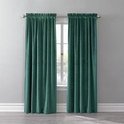 Wide Width BH Studio Velvet Rod-Pocket Panel by BH Studio in Mistletoe Green (Size 50" W 108"L) Window Curtain