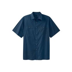 Men’s Big & Tall Short-Sleeve Pocket Sport Shirt by KingSize in Navy (Size L)