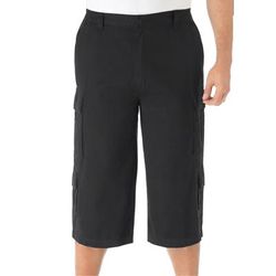 Men's Big & Tall 17" Side Elastic Cargo Shorts by KingSize in Black (Size 50)