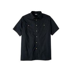 Men’s Big & Tall Short-Sleeve Pocket Sport Shirt by KingSize in Black (Size 5XL)