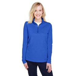 Team 365 TT31HW Women's Zone Sonic Heather Performance Quarter-Zip T-Shirt in Sport Royal Blue size Medium | Polyester