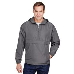 Champion CO200 Adult Packable Anorak 1/4 Zip Jacket in Graphite Grey size Small | Polyester