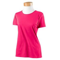 Fruit of the Loom L3930R Women's HD Cotton T-Shirt in Cyber Pink size 2XL L3930