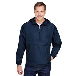 Champion CO200 Adult Packable Anorak 1/4 Zip Jacket in Navy Blue size Small | Polyester