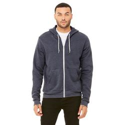 Bella + Canvas 3739 Sponge Fleece Full-Zip Hooded Sweatshirt in Heather Navy Blue size 2XL | Ringspun Cotton BC3739, B3739