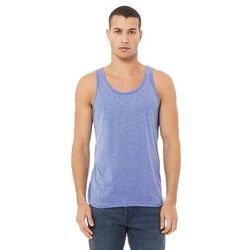 Bella + Canvas 3480 Jersey Tank Top in Blue Triblend size Large | Ringspun Cotton BC3480, B3480