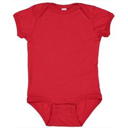 Rabbit Skins 4424 Infant Fine Jersey Bodysuit in Red size 12MOS | Ringspun Cotton LA4424, RS4424