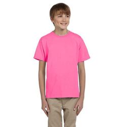 Fruit of the Loom 3931B Youth HD Cotton T-Shirt in Neon Pink size Medium 3930BR, 3930B