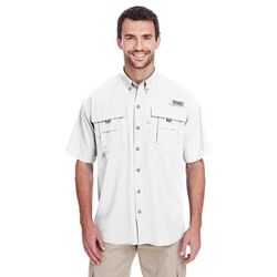 Columbia 7047 Men's Bahama II Short-Sleeve Shirt in White size Large | Cotton/Nylon Blend 101165