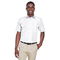 Harriton M580 Men's Key West Short-Sleeve Performance Staff Shirt in White size 3XL | Polyester