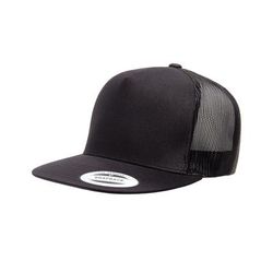 Yupoong 6006 Adult 5-Panel Classic Trucker Cap in Black | Cotton/Polyester Blend 6006T