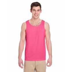 Gildan G520 Heavy Cotton Tank Top in Safety Pink size Large 5200, G5200