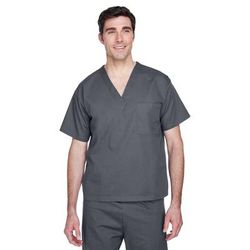 Harriton M897 Adult Restore 4.9 oz. Scrub Top in Dark Charcoal size 3XL | Cotton/Polyester Blend