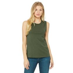 Bella + Canvas B6003 Women's Jersey Muscle Tank Top in Military Green size Small | Ringspun Cotton 6003, BC6003